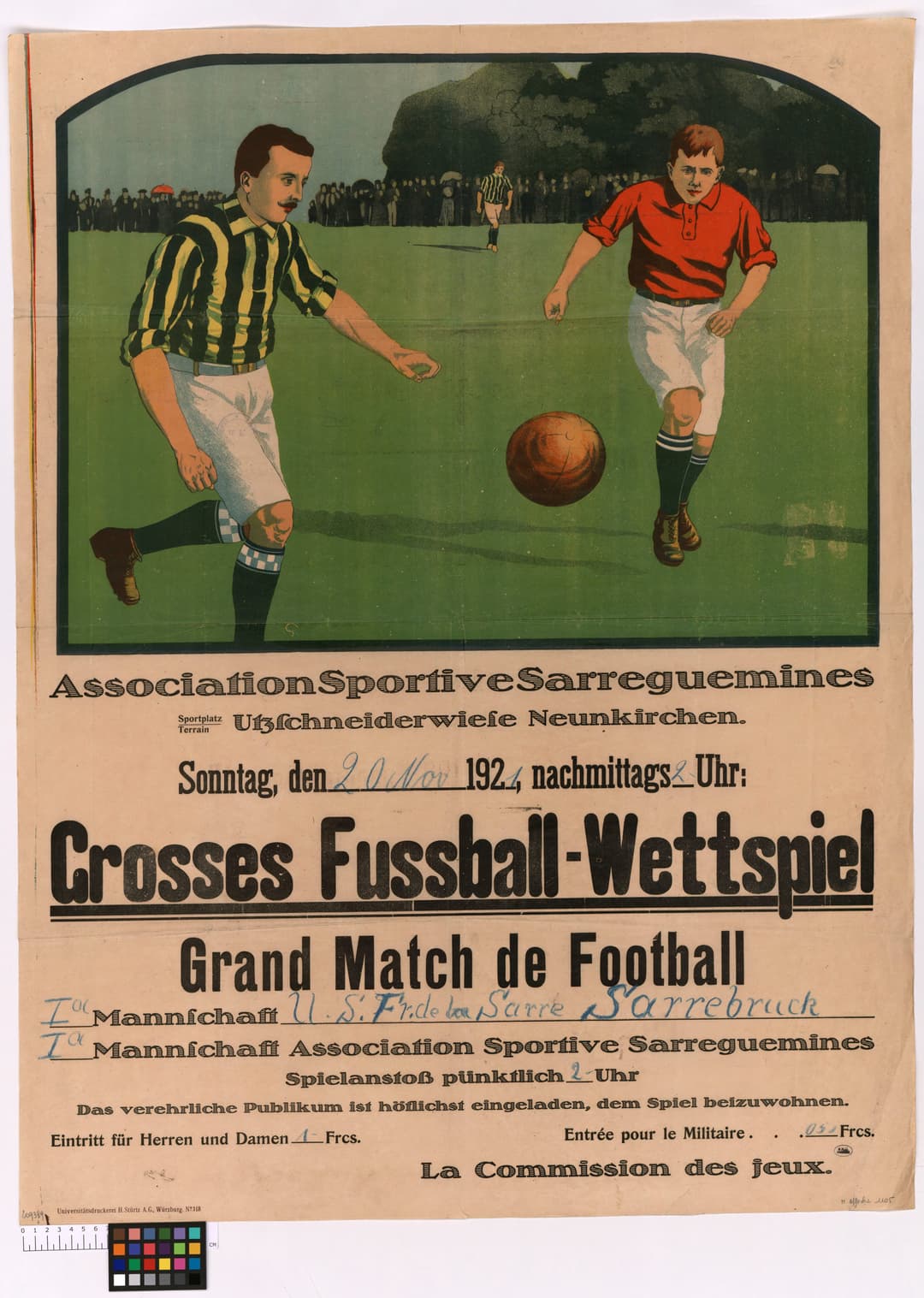 Grand Match de Football, 21 November 1921, Jobbing printer, Sarreguemines